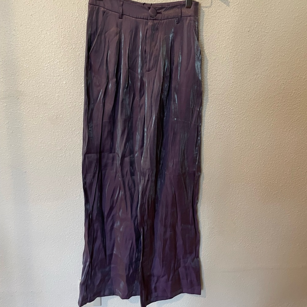 Cider Iridescence Purple Pleated Trousers Size Small NWT New